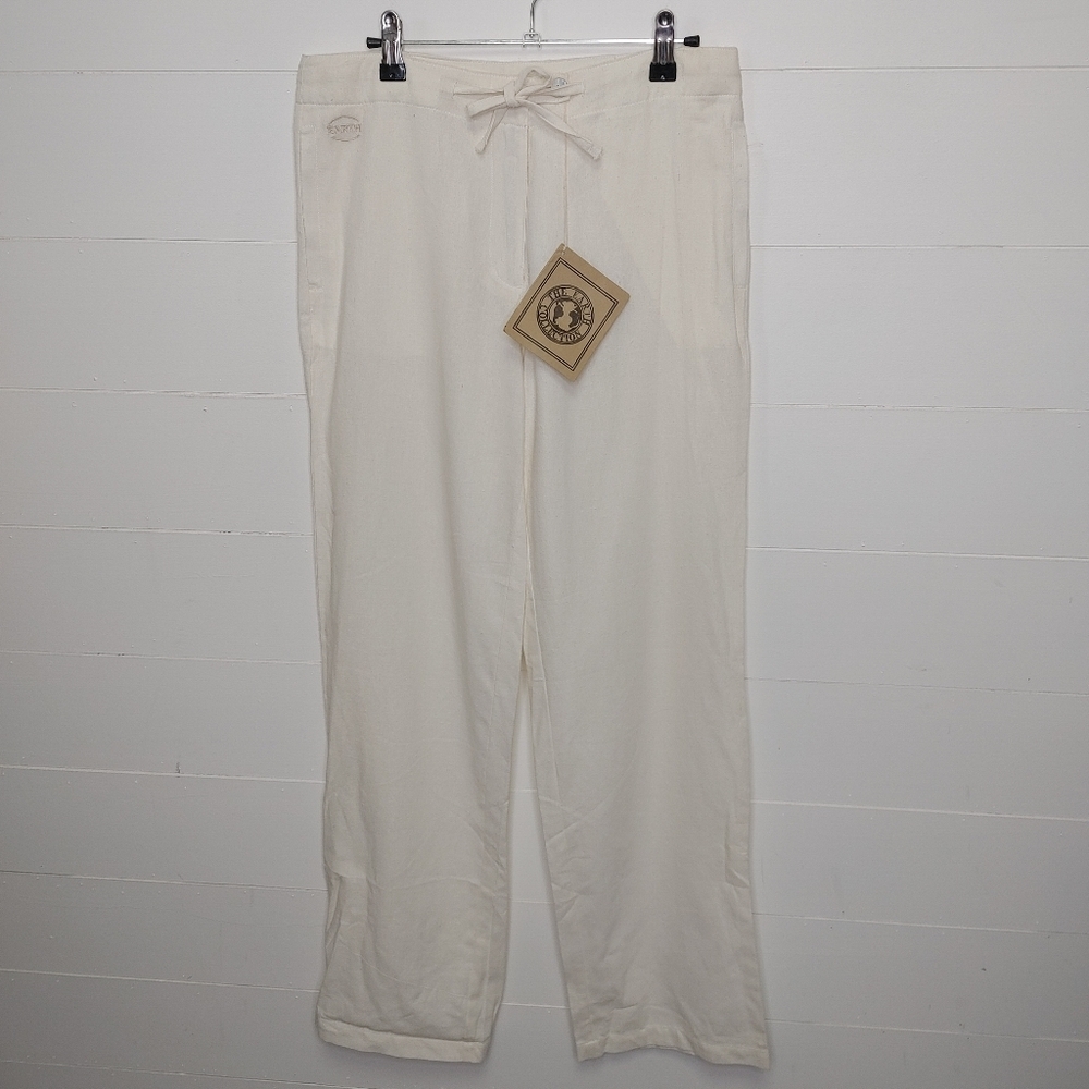 The Earth Collection Cotton/Silk Blend Full Length White Pants